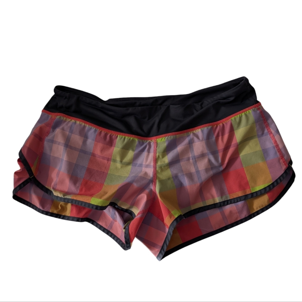Lululemon run speed shorts foxy plaid size 10